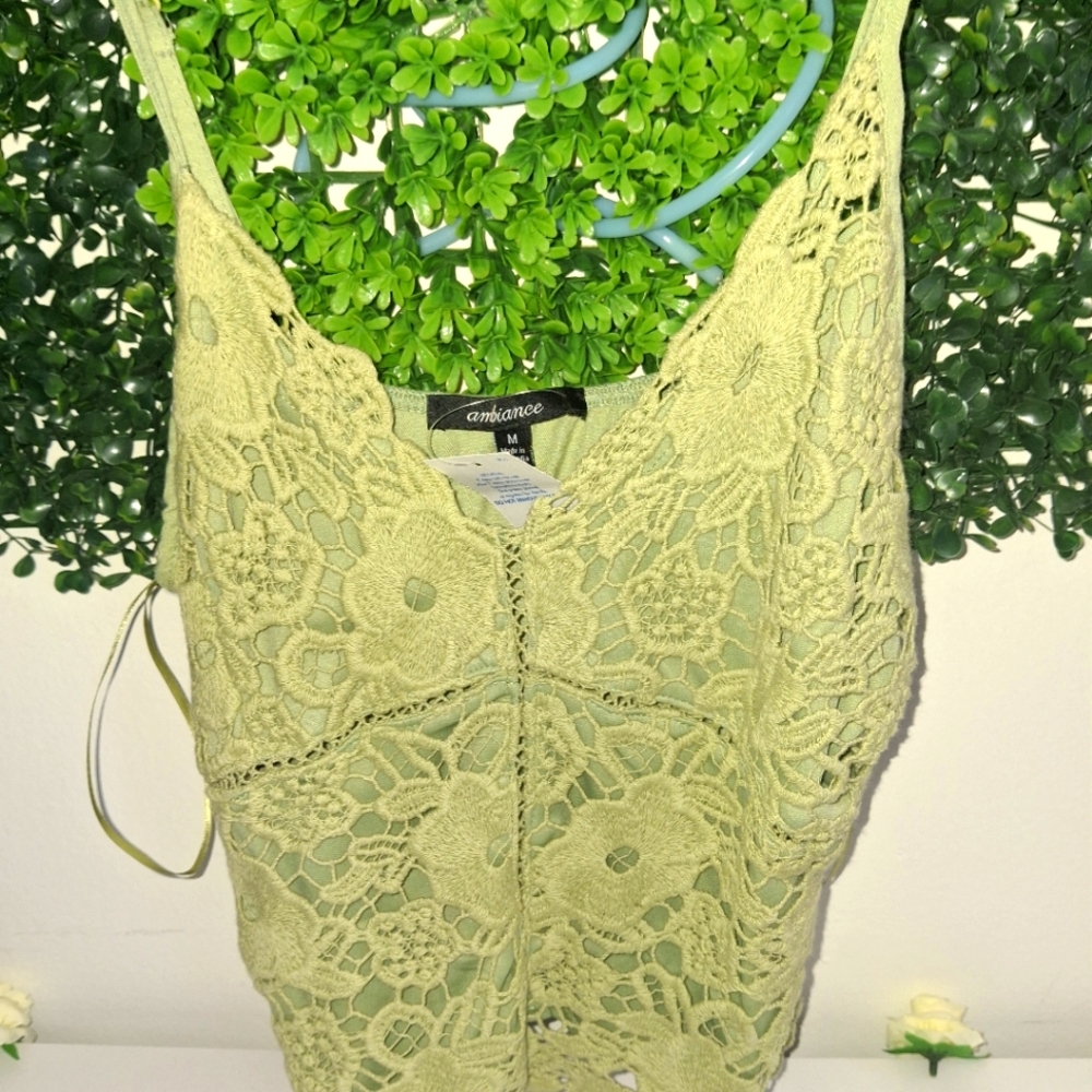 Ambiance Women's Green Lace Top